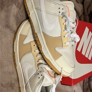 Nike White and Beige Sneakers